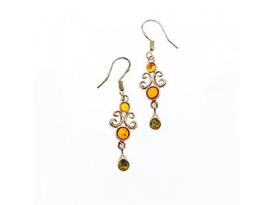 925 Sterling Silver Amber Earrings