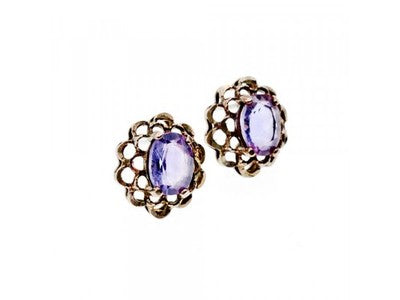 925 Sterling Silver Amethyst Stud Earrings