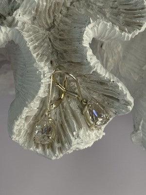 Shiny 925 Sterling Silver CZ Earrings Length 1 Inch