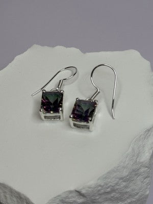925 Sterling Silver Alexandrite Elegant Earrings Length 1.2 Inch