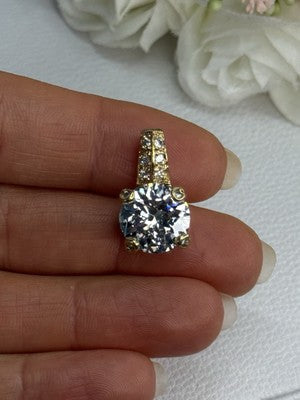 925 Sterling Silver Gold Plated CZ Pendant Length 0.80 Inch
