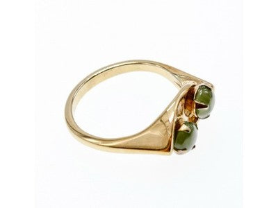 925 Sterling Silver Gold Plated Nephrite Ring Size 7