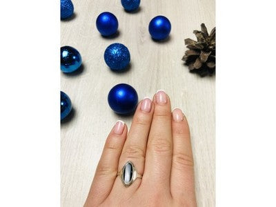 925 Sterling Silver Black Nephrite Ring Size 6.5