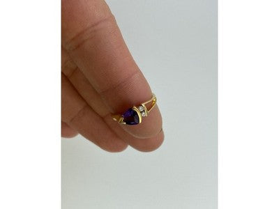 14K Yellow Gold Tourmaline & Diamonds Ring Size 3