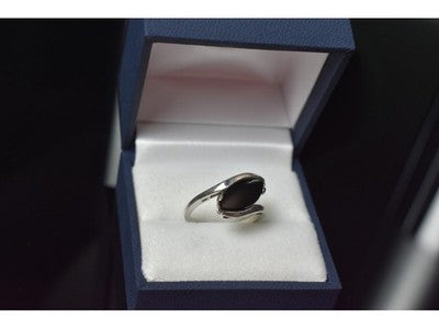 925 Sterling Silver Black Nephrite Ring Size 7.25