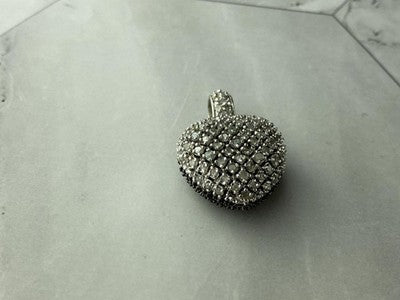 925 Sterling Silver White & Black Spinel Heart Pendant