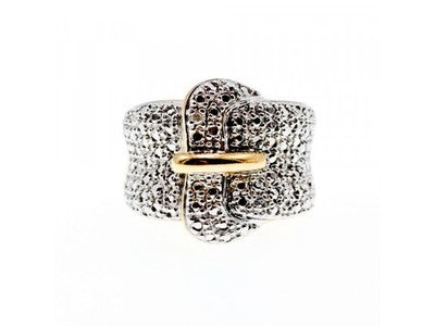 925 Sterling Silver With Gilding "Belt" Ring Size 6.5