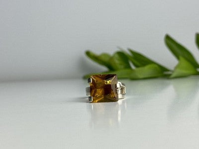 Vintage 925 Sterling Silver Heliodor Ring Size 6.75