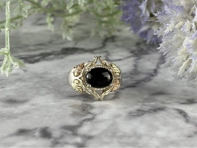 500 Silver Black Nephrite Ring Size 6.75