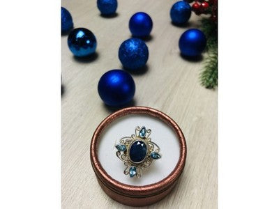 925 Sterling Silver Spinel & Aquamarines Ring Size 6.5