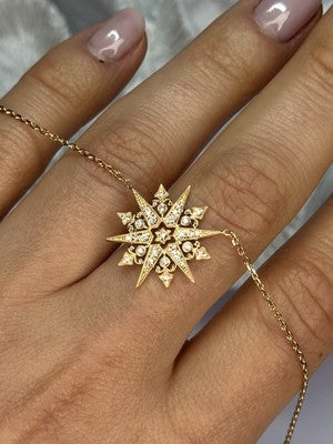 18K 750 YELLOW GOLD STAR DIAMONDS NECKLACE 17 INCH