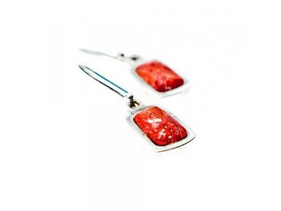 Vintage 925 Sterling Silver Red Jasper Earrings