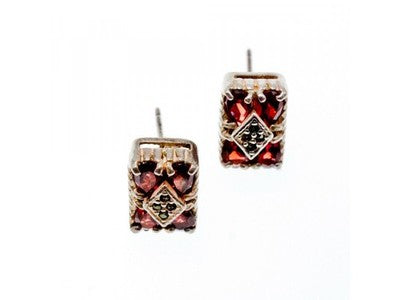 925 Sterling Silver Almandine & Black Spinel Earrings