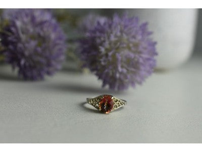 925 Sterling Silver Pink Spinel Ring Size 8