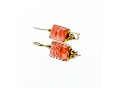 925 Sterling Silver Gold Plated Agate Earrings
