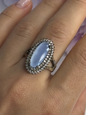 925 Sterling Silver Crystal & CZ Ring Size 9