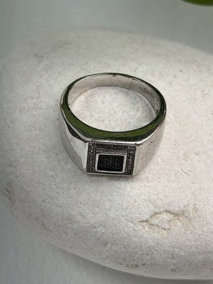 Men's 925 Sterling Silver White & Black Diamonds 0.17 ctw Ring Size 10