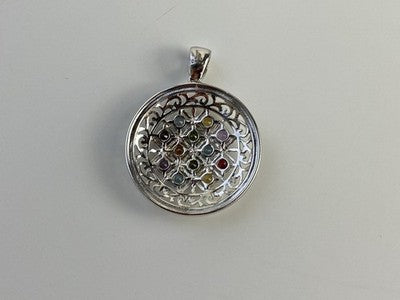 925 Sterling Silver Multi Gemstones Pendant