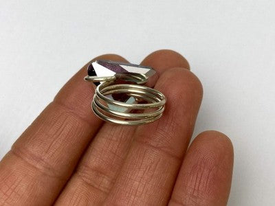 925 Sterling Silver Multicolor Jewelry Glass Ring Size 6.5 Italy