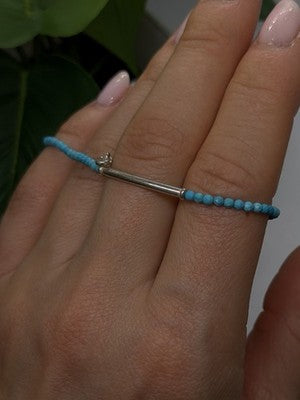 Adjustable 925 Sterling Silver Blue Turquoise Crystal Charm Bracelet