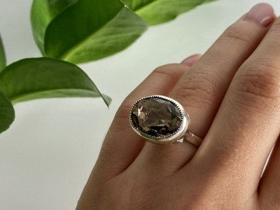 Vintage 925 Sterling Silver Hessonite Ring Size 6.5