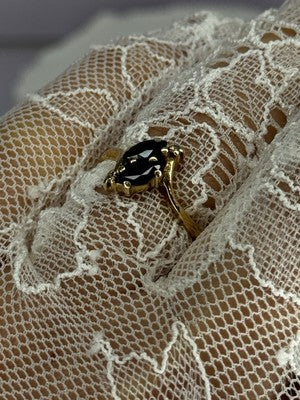14K Yellow Gold Sapphire & Diamond Ring Size 7.5