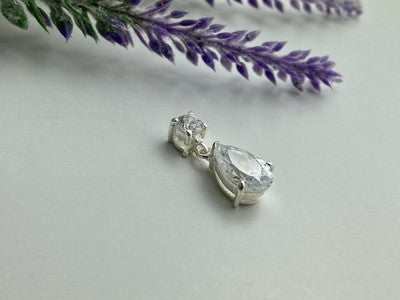 925 Sterling Silver CZ "Drop" Pendant