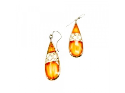 Vintage 925 Sterling Silver Agate Earrings
