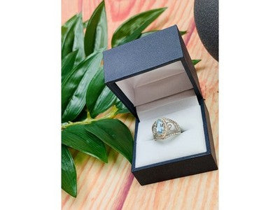 925 Sterling Silver Topaz Openwork Ring Size 6