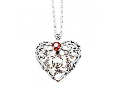 925 Sterling Silver Garnet "Heart" Chain With Pendant
