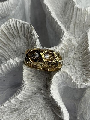 925 Sterling Silver Gold Plated Cz Band Ring Size 7