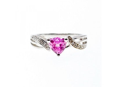 925 Sterling Silver Pink Spinel & CZ Ring Size 7