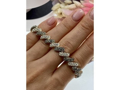 925 Sterling Silver CZ & Marcasites Bracelet