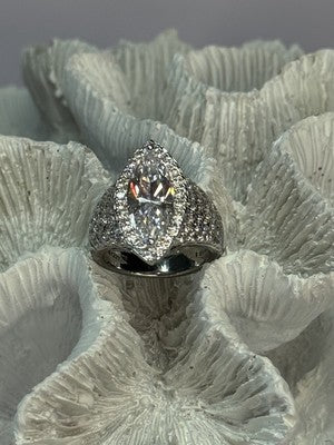 Shiny 925 Sterling Silver CZ Ring Size 6