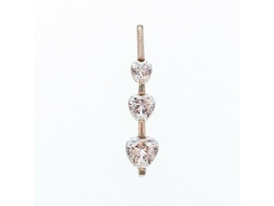 925 Sterling Silver CZ Three Hearts Pendant