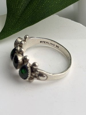 Vintage 925 Sterling Silver Green Paua Shell Ring Size 10