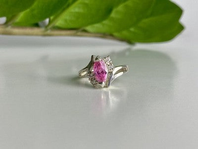925 Sterling Silver Pink & White CZ Ring Size 7