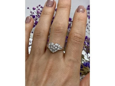 925 Sterling Silver Sapphires "Heart" Ring Size 9