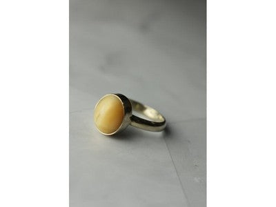 925 Sterling Silver Amber Ring Size 8.5