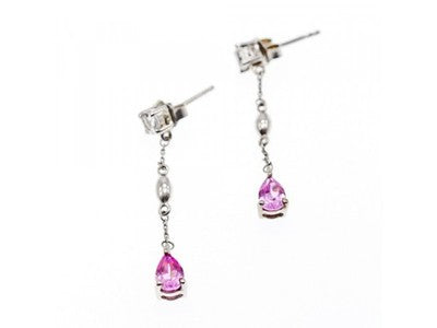 925 Sterling Silver Pink Spinel & CZ Stud Earrings