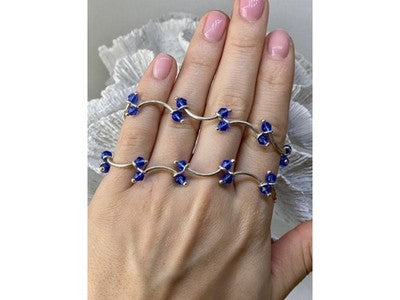 925 Sterling Silver Blue Jewelry glass in Italian style Necklace