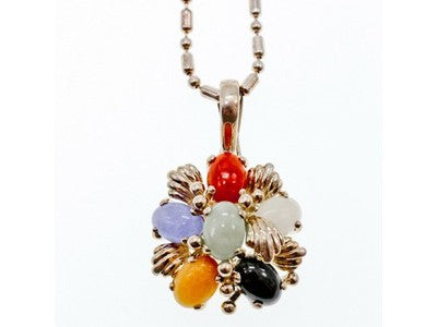 925 Sterling Silver Multi Gemstones Chain With Pendant