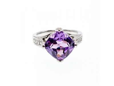 925 Sterling Silver Tourmaline & CZ Ring Size 6.75