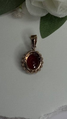 925 Sterling Silver Pink Gold Plated Ruby Flower Pendant