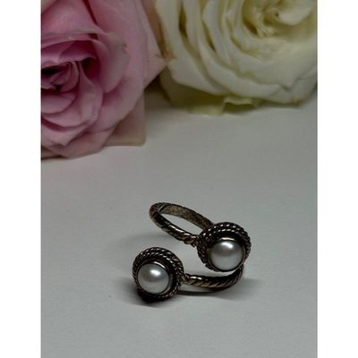 Share Vintage 925 Sterling Silver Pearl Ring Size 5