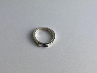 925 Sterling Silver Iolite & CZ Band Ring Size 6.5