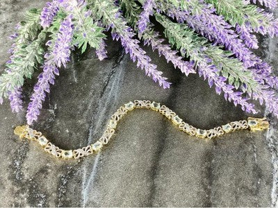 925 Sterling Silver Gold Plated Blue Spinel Bracelet