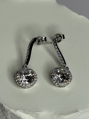 925 Sterling Silver Dream CZ Earrings Length 1.05 Inch
