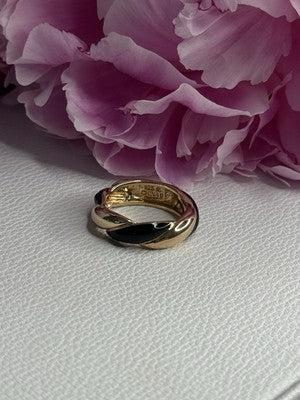 925 Sterling Silver Gold Plated Onyx Ring Size 8