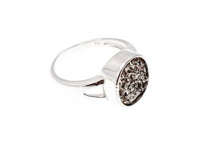 925 Sterling Silver Druzy Pyrite Ring Size 10.5